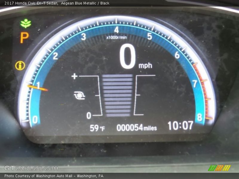 Aegean Blue Metallic / Black 2017 Honda Civic EX-T Sedan