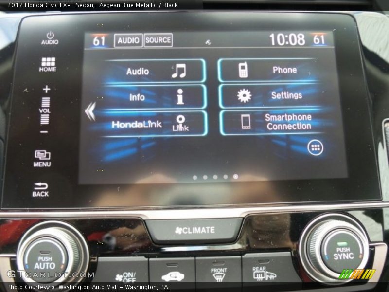 Aegean Blue Metallic / Black 2017 Honda Civic EX-T Sedan