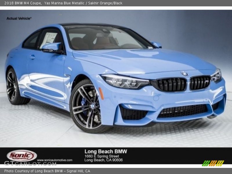 Yas Marina Blue Metallic / Sakhir Orange/Black 2018 BMW M4 Coupe