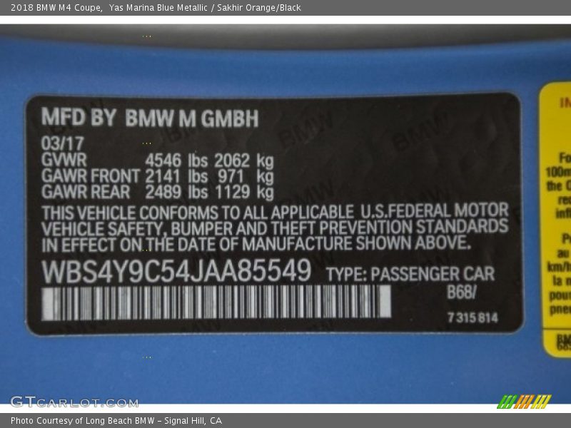 B68 - 2018 BMW M4 Coupe