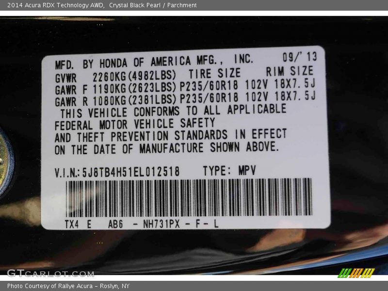 Crystal Black Pearl / Parchment 2014 Acura RDX Technology AWD