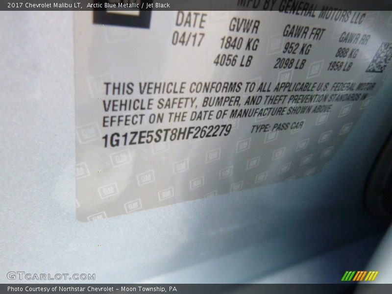 Arctic Blue Metallic / Jet Black 2017 Chevrolet Malibu LT