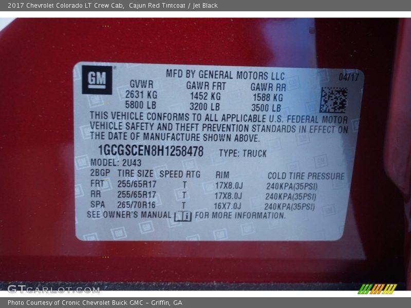 Cajun Red Tintcoat / Jet Black 2017 Chevrolet Colorado LT Crew Cab