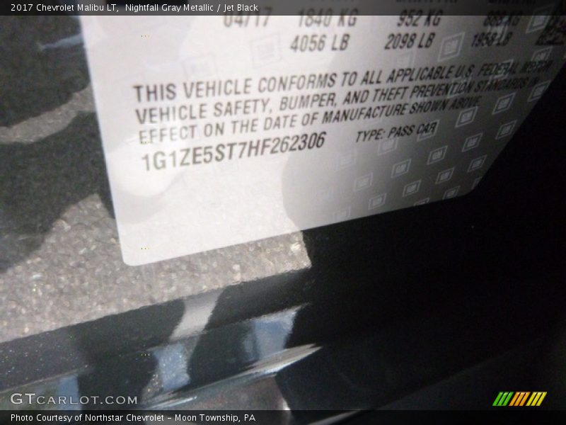 Nightfall Gray Metallic / Jet Black 2017 Chevrolet Malibu LT