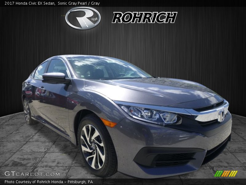 Sonic Gray Pearl / Gray 2017 Honda Civic EX Sedan