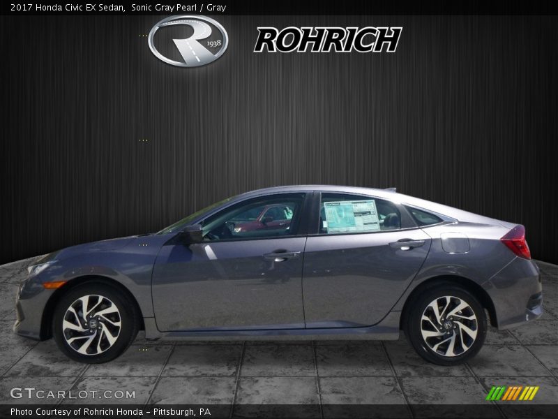 Sonic Gray Pearl / Gray 2017 Honda Civic EX Sedan