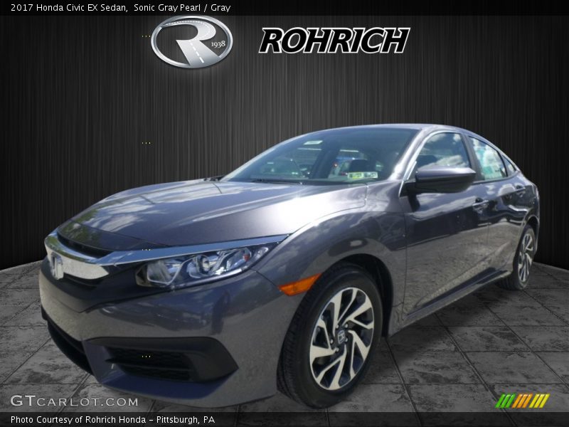 Sonic Gray Pearl / Gray 2017 Honda Civic EX Sedan