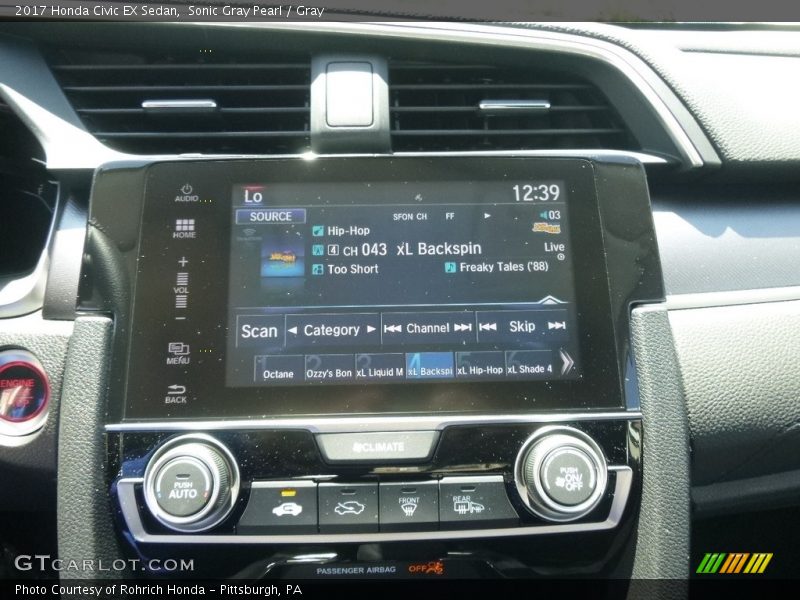 Sonic Gray Pearl / Gray 2017 Honda Civic EX Sedan