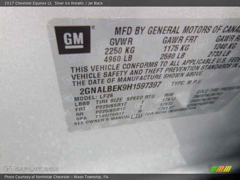 Silver Ice Metallic / Jet Black 2017 Chevrolet Equinox LS