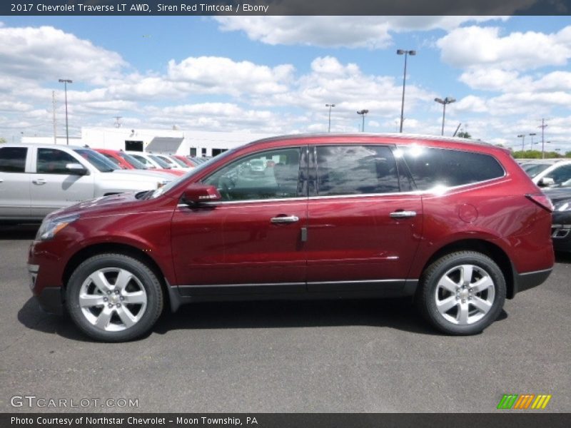 Siren Red Tintcoat / Ebony 2017 Chevrolet Traverse LT AWD