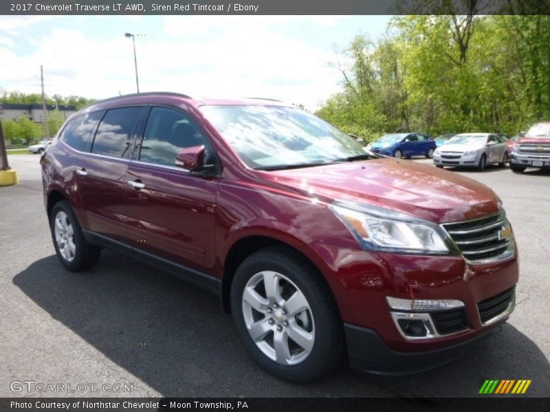 Siren Red Tintcoat / Ebony 2017 Chevrolet Traverse LT AWD