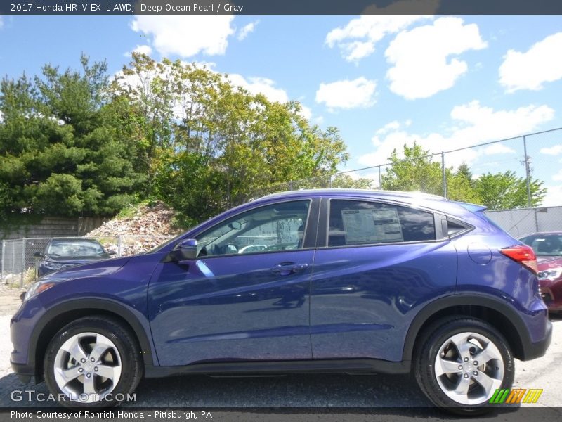 Deep Ocean Pearl / Gray 2017 Honda HR-V EX-L AWD