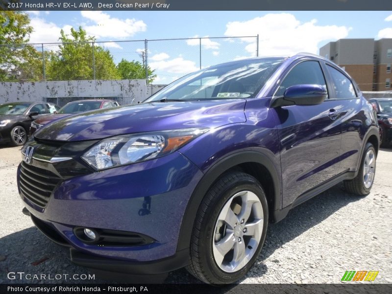 Deep Ocean Pearl / Gray 2017 Honda HR-V EX-L AWD