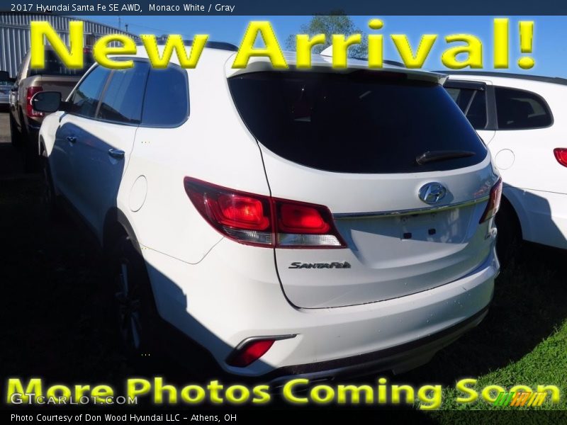 Monaco White / Gray 2017 Hyundai Santa Fe SE AWD