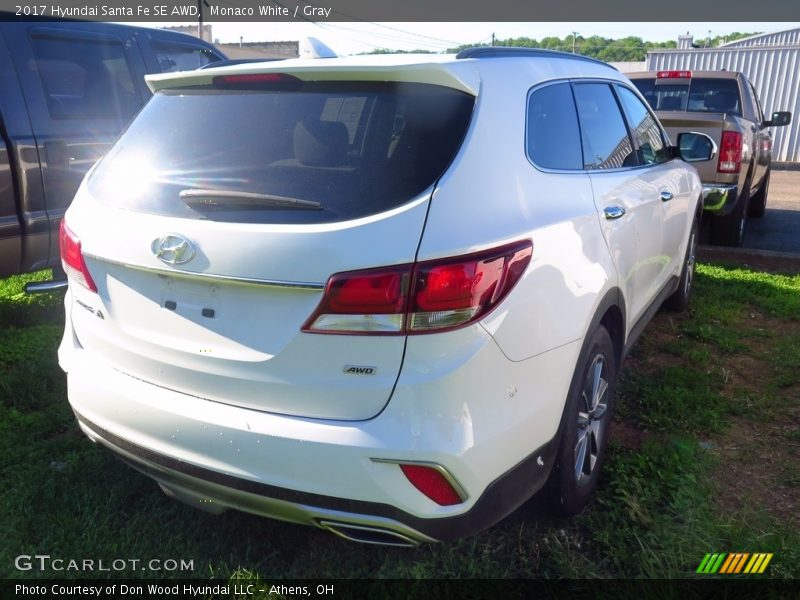 Monaco White / Gray 2017 Hyundai Santa Fe SE AWD