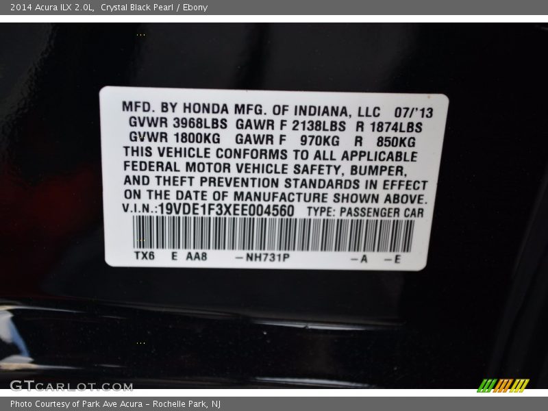 Crystal Black Pearl / Ebony 2014 Acura ILX 2.0L