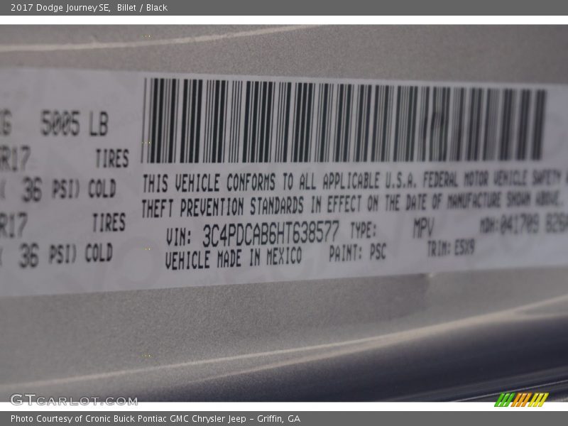 Billet / Black 2017 Dodge Journey SE