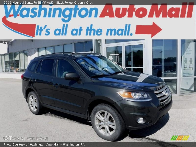 Black Forest Green / Gray 2012 Hyundai Santa Fe SE V6 AWD