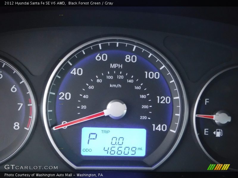 Black Forest Green / Gray 2012 Hyundai Santa Fe SE V6 AWD