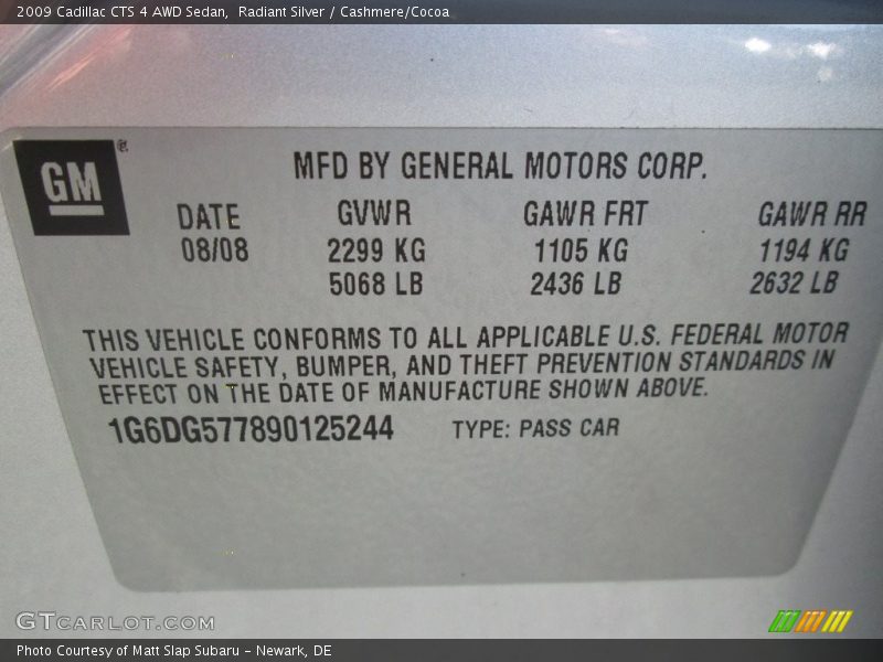 Radiant Silver / Cashmere/Cocoa 2009 Cadillac CTS 4 AWD Sedan