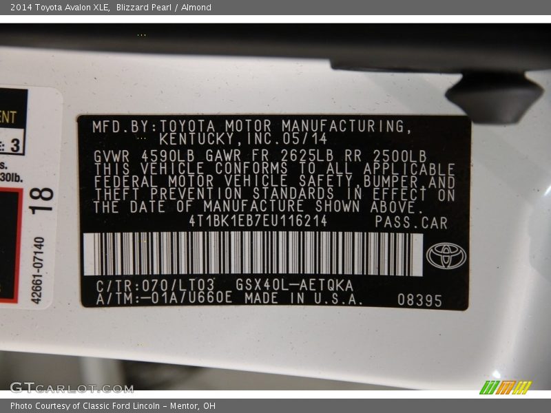 Blizzard Pearl / Almond 2014 Toyota Avalon XLE