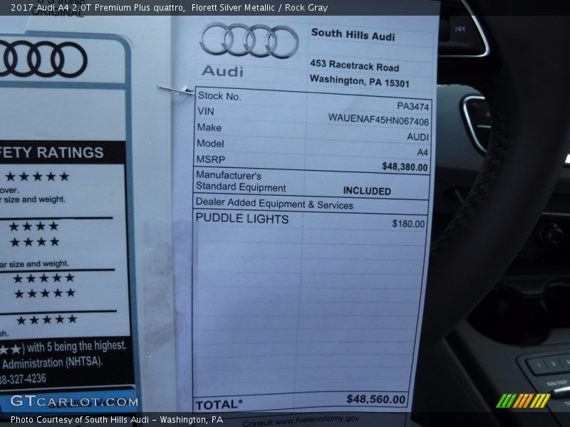 Florett Silver Metallic / Rock Gray 2017 Audi A4 2.0T Premium Plus quattro