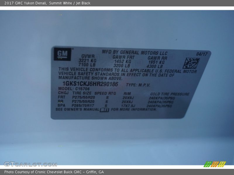 Summit White / Jet Black 2017 GMC Yukon Denali
