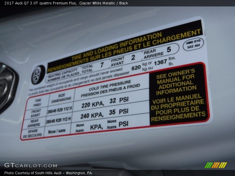 Glacier White Metallic / Black 2017 Audi Q7 3.0T quattro Premium Plus
