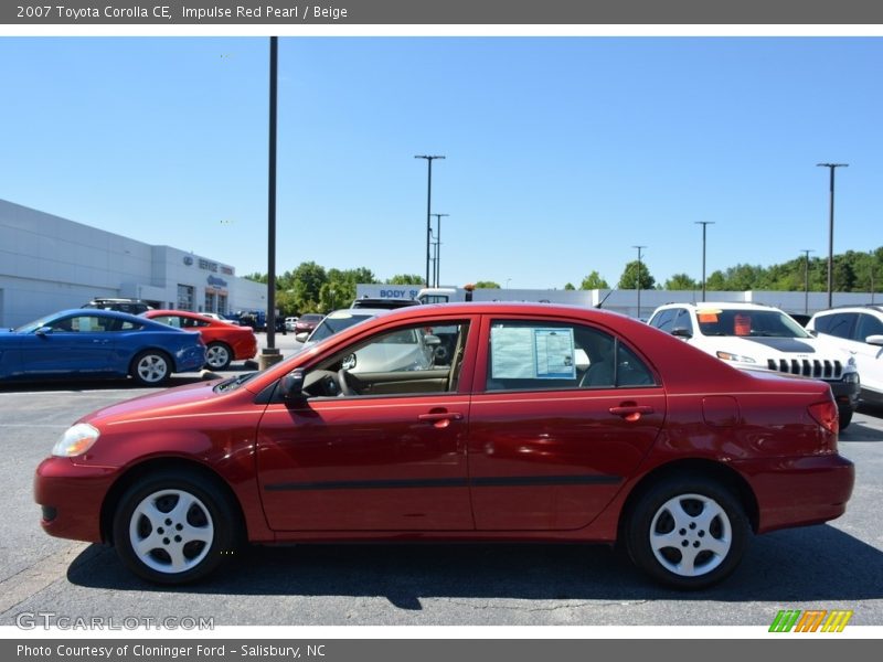 Impulse Red Pearl / Beige 2007 Toyota Corolla CE