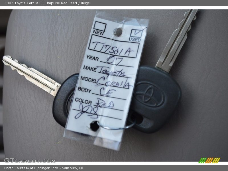 Impulse Red Pearl / Beige 2007 Toyota Corolla CE
