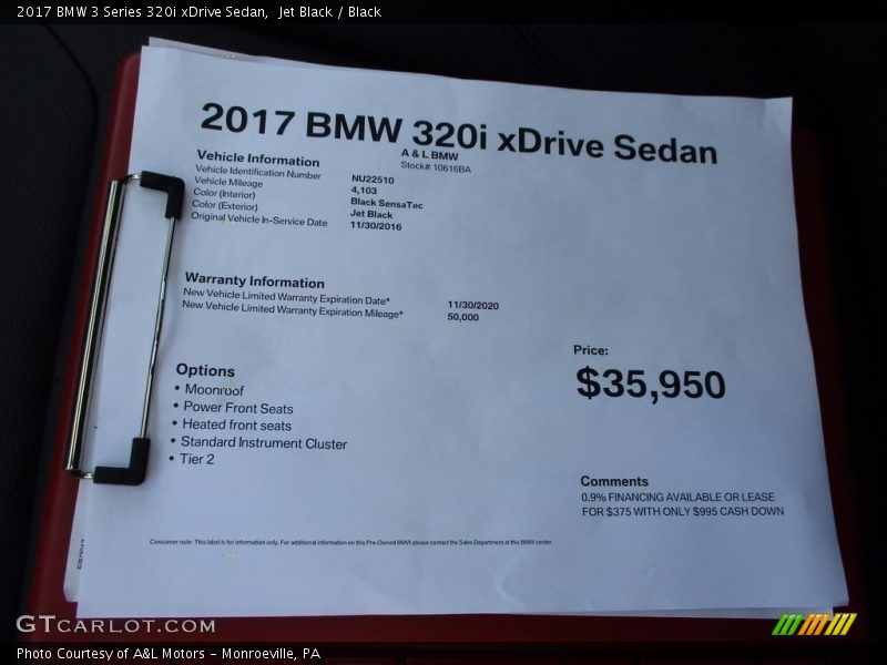 Jet Black / Black 2017 BMW 3 Series 320i xDrive Sedan