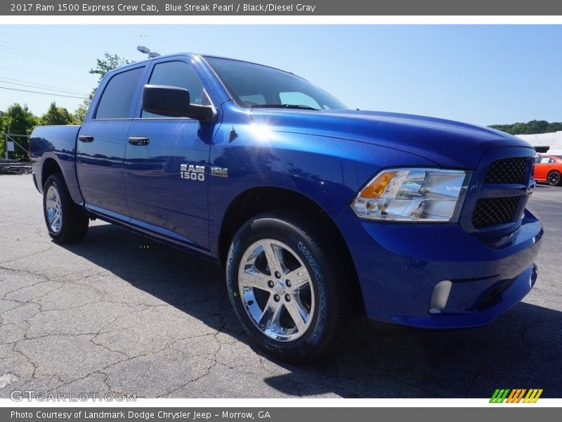 Blue Streak Pearl / Black/Diesel Gray 2017 Ram 1500 Express Crew Cab