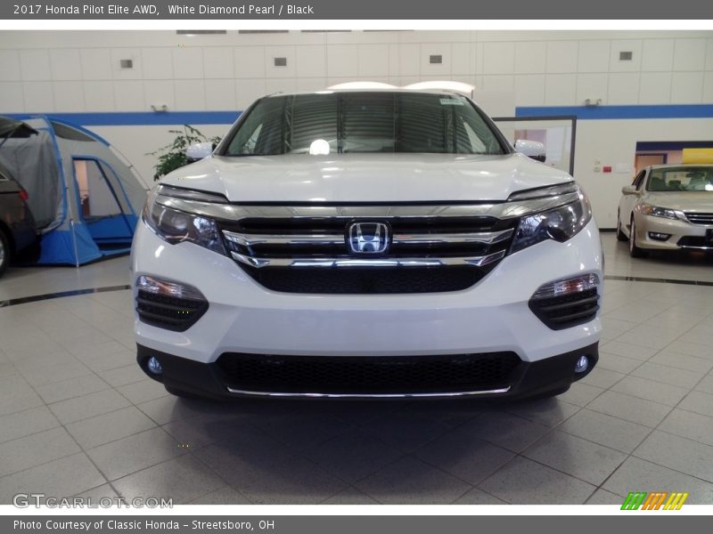 White Diamond Pearl / Black 2017 Honda Pilot Elite AWD