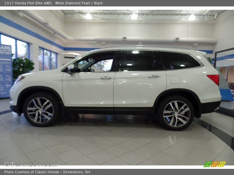 White Diamond Pearl / Black 2017 Honda Pilot Elite AWD