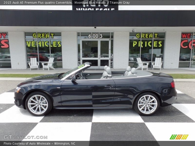 Moonlight Blue Metallic / Titanium Gray 2015 Audi A5 Premium Plus quattro Convertible