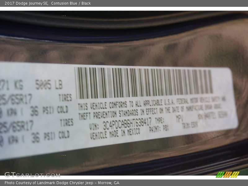 Contusion Blue / Black 2017 Dodge Journey SE