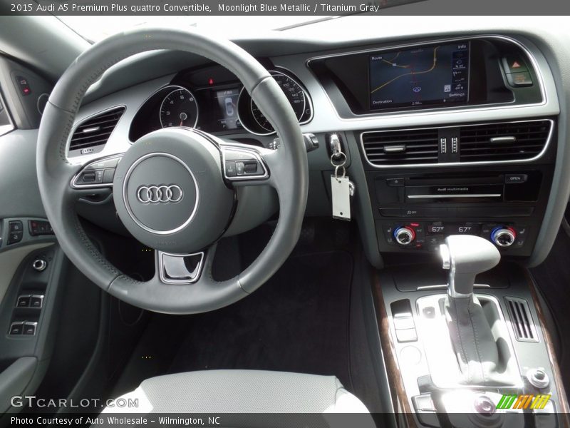 Moonlight Blue Metallic / Titanium Gray 2015 Audi A5 Premium Plus quattro Convertible