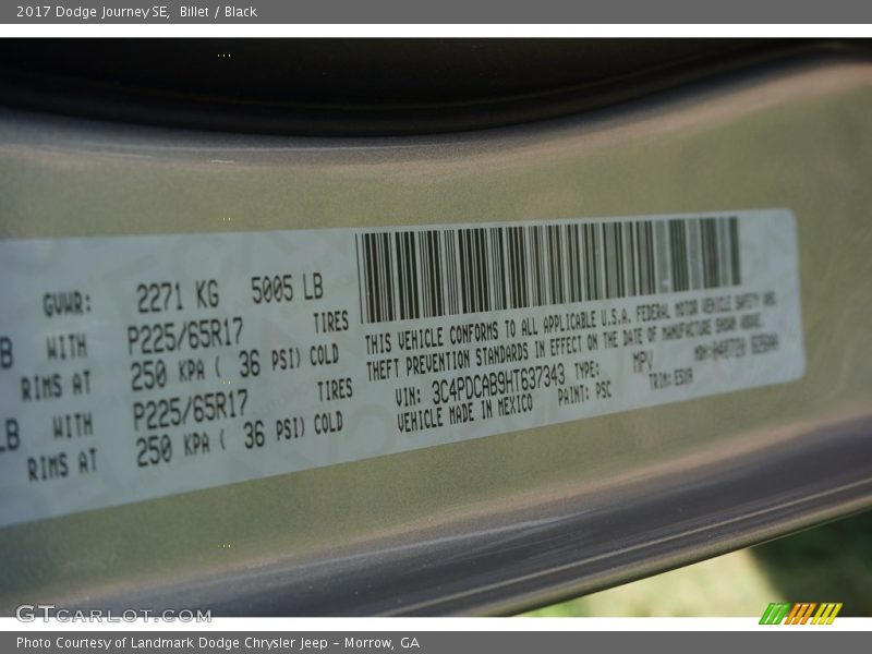 Billet / Black 2017 Dodge Journey SE