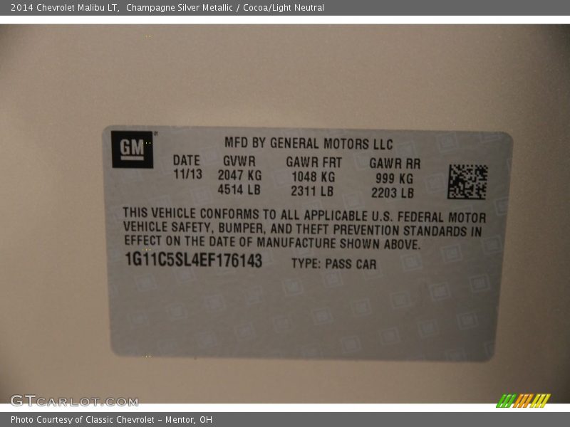 Champagne Silver Metallic / Cocoa/Light Neutral 2014 Chevrolet Malibu LT