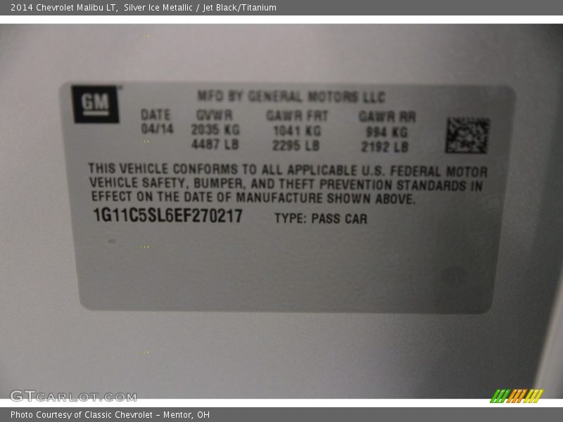 Silver Ice Metallic / Jet Black/Titanium 2014 Chevrolet Malibu LT