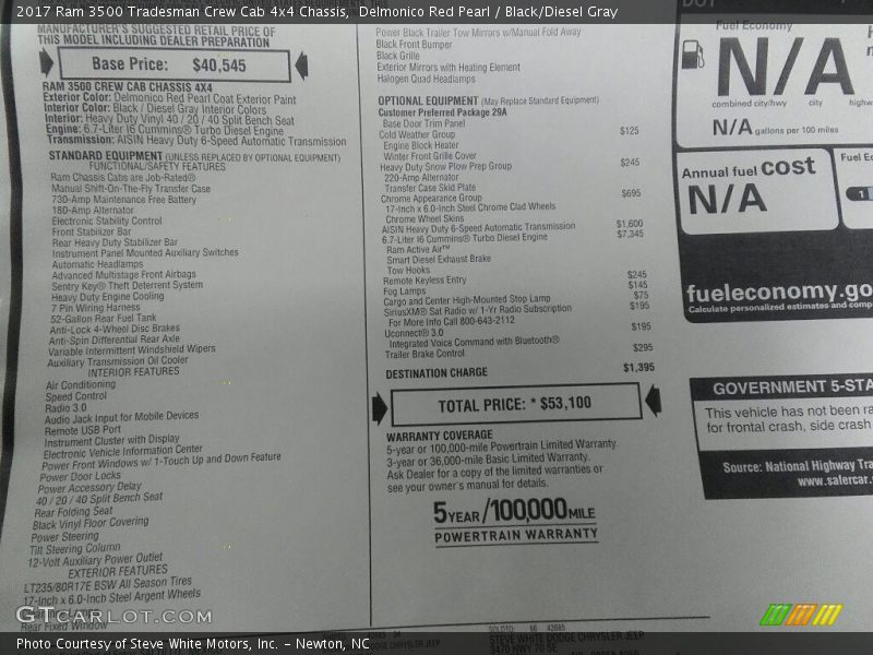 Delmonico Red Pearl / Black/Diesel Gray 2017 Ram 3500 Tradesman Crew Cab 4x4 Chassis
