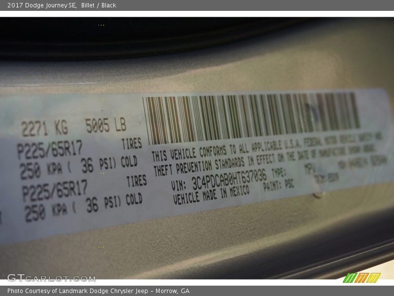 Billet / Black 2017 Dodge Journey SE
