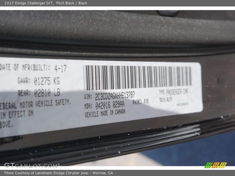 Pitch Black / Black 2017 Dodge Challenger SXT