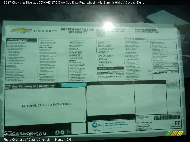 Summit White / Cocoa/­Dune 2017 Chevrolet Silverado 3500HD LTZ Crew Cab Dual Rear Wheel 4x4