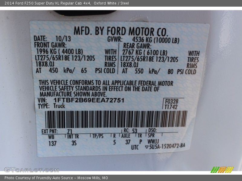 Oxford White / Steel 2014 Ford F250 Super Duty XL Regular Cab 4x4