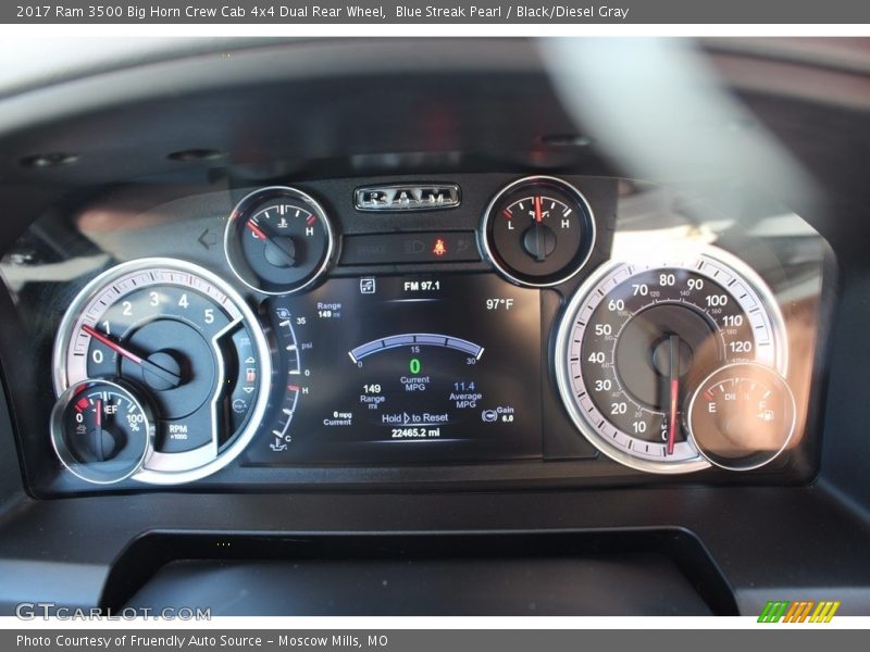 Blue Streak Pearl / Black/Diesel Gray 2017 Ram 3500 Big Horn Crew Cab 4x4 Dual Rear Wheel