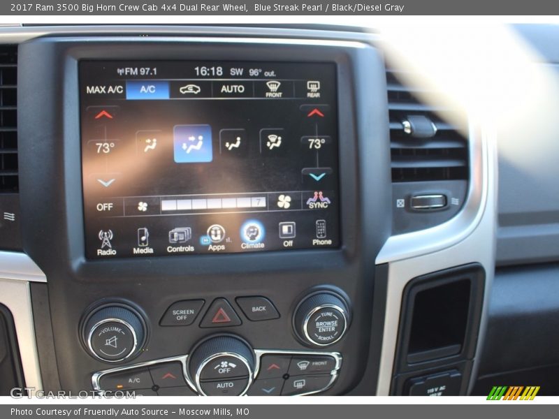 Blue Streak Pearl / Black/Diesel Gray 2017 Ram 3500 Big Horn Crew Cab 4x4 Dual Rear Wheel