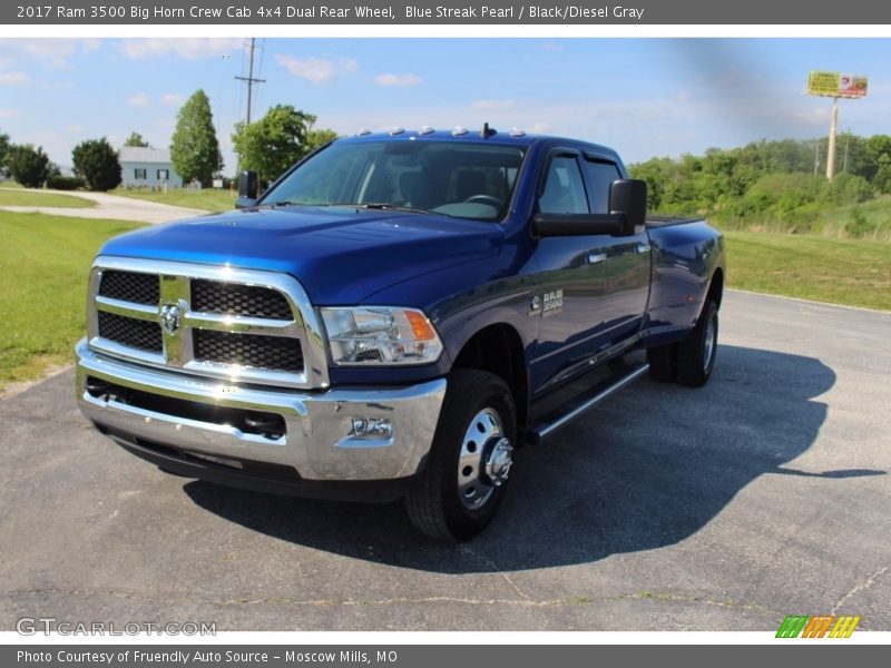 Blue Streak Pearl / Black/Diesel Gray 2017 Ram 3500 Big Horn Crew Cab 4x4 Dual Rear Wheel
