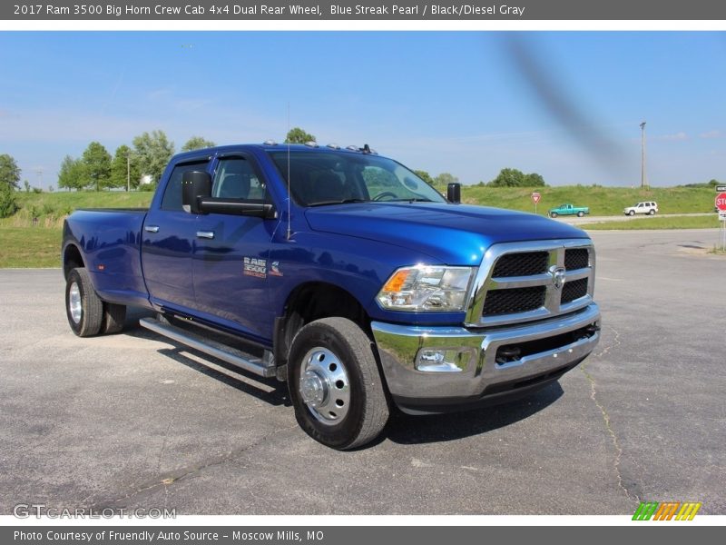 Blue Streak Pearl / Black/Diesel Gray 2017 Ram 3500 Big Horn Crew Cab 4x4 Dual Rear Wheel