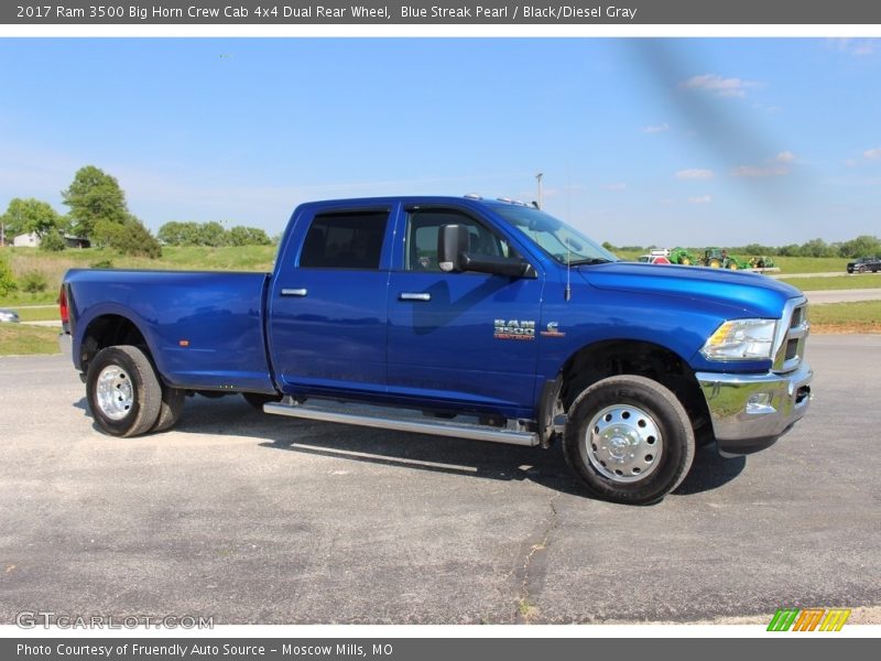 Blue Streak Pearl / Black/Diesel Gray 2017 Ram 3500 Big Horn Crew Cab 4x4 Dual Rear Wheel